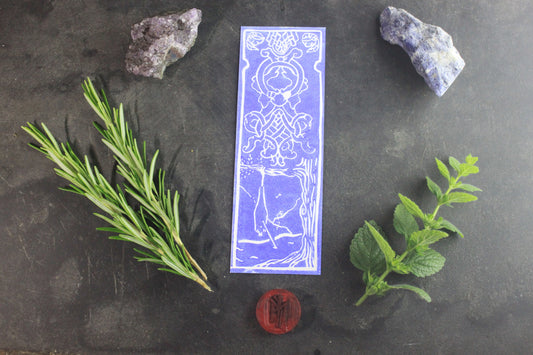 linogravure artisanal d'odin en version bleu