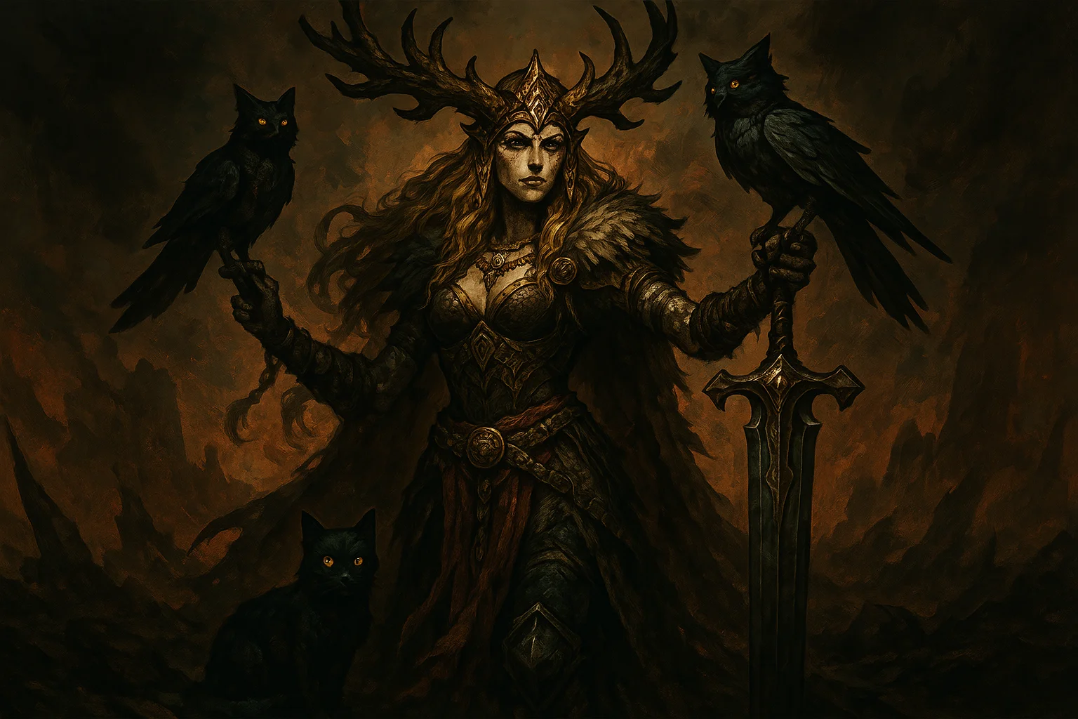 Illustration de freya , représentant toute sa puissance et son charisme