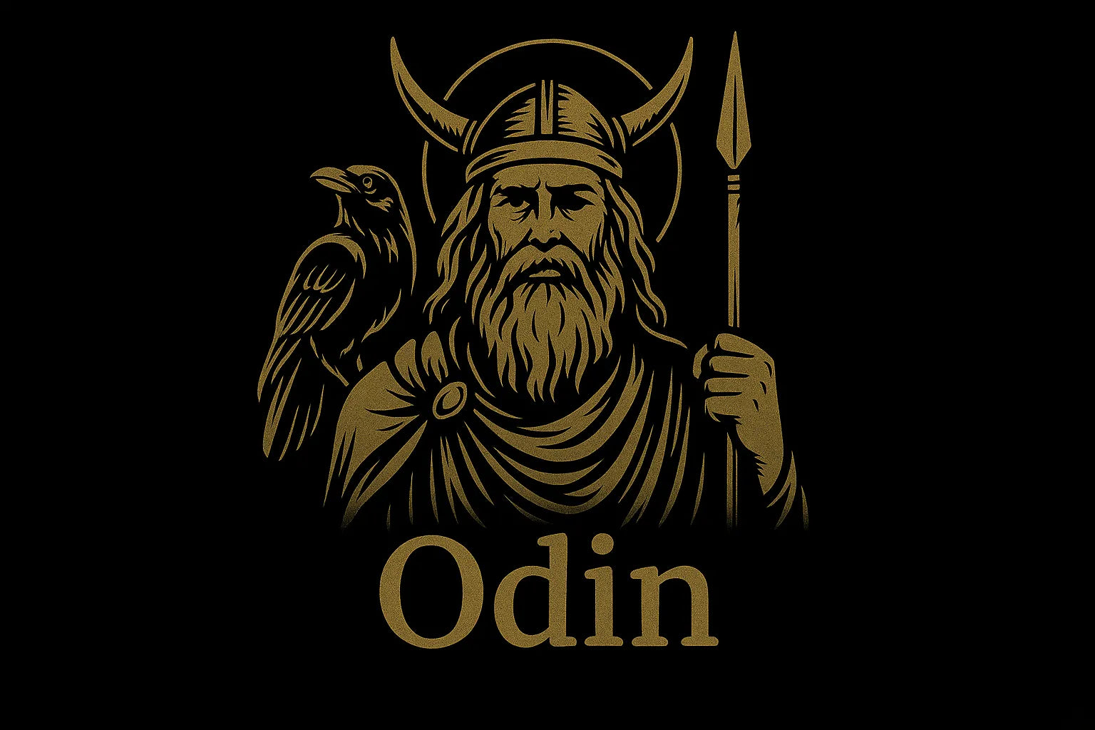 Odin, père des dieux nordiques, avec ses corbeaux Huginn et Muninn