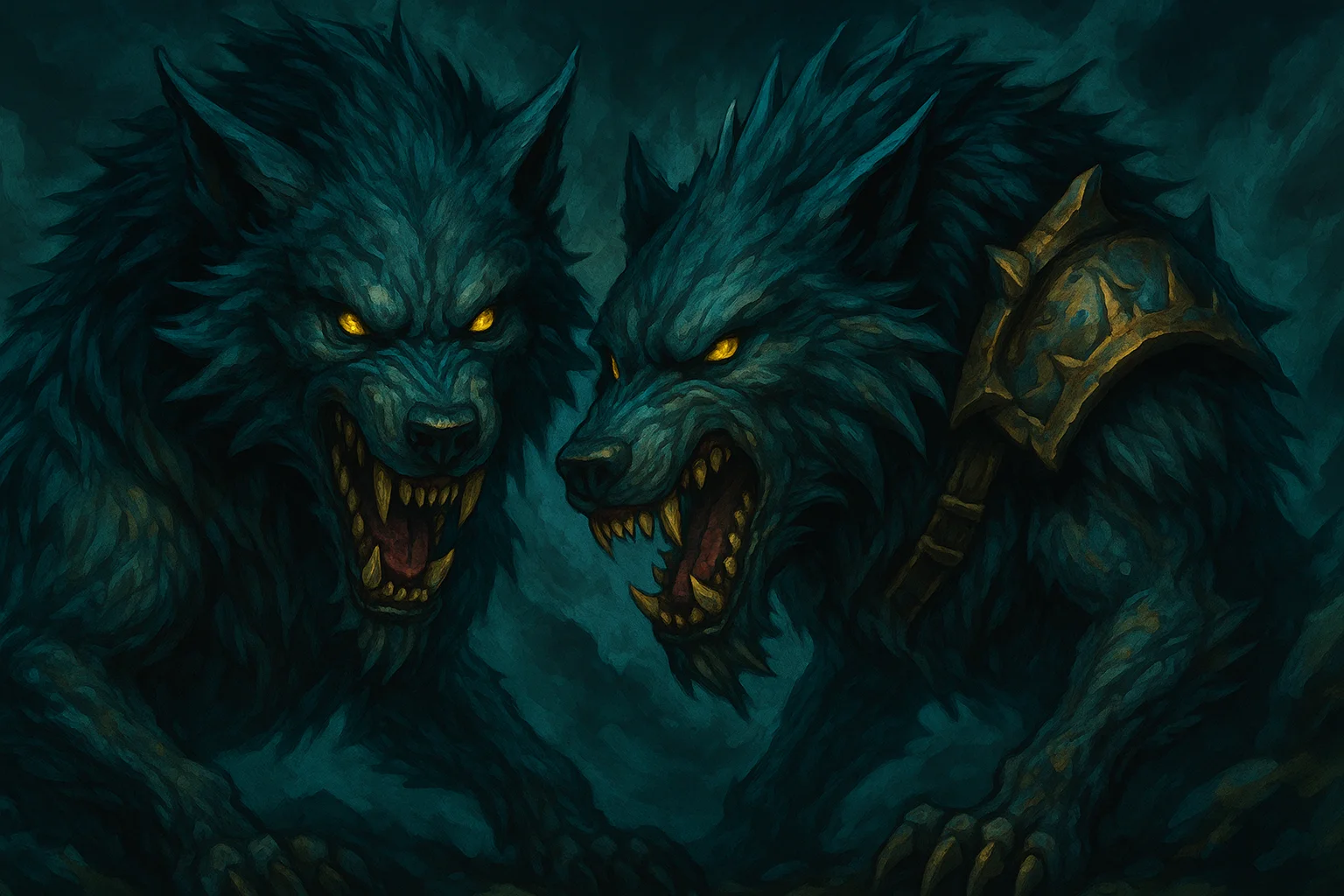Geri &amp; Freki — illustration Scarlet Wolf